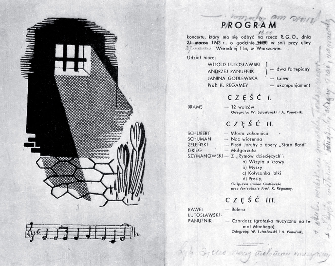 Program koncertu charytatywnego Rady Głównej Opiekuńczej 1943